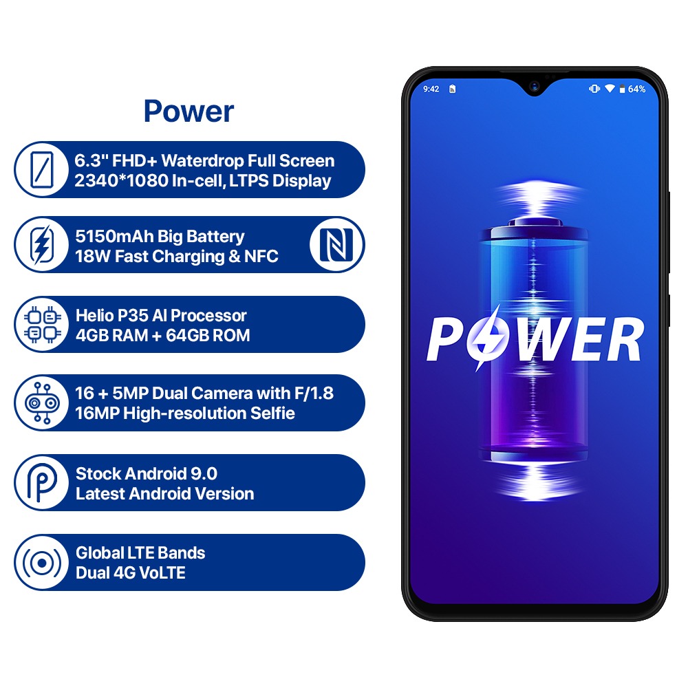 Umidigi X | Tela Amoled, 4GB/128GB, 4150 mAh, Helio P60