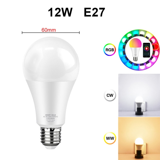 Lâmpada Inteligente Avatto 12W RGB Tuya E27 Compatível com Alexa e Google