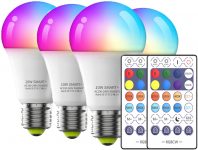 Kit 4 Lâmpadas Inteligente Wifi 10W RGB Compatível com Alexa e Google