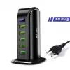 Carregador Uslion 5 Portas USB hub com display led