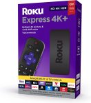 Roku Express 4K+ 2021 | Streaming Media Player HD/4K/HDR com Streaming sem fio suave e controle remoto Roku Voice com controles de TV, inclui cabo HDMI® premium
