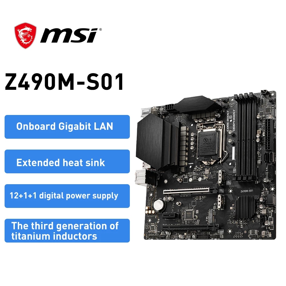 Placa Mãe MSI Z490M-S01 LGA 1200 DDR4 USB 3.2 Sata PCI-E 3.0 HDMI