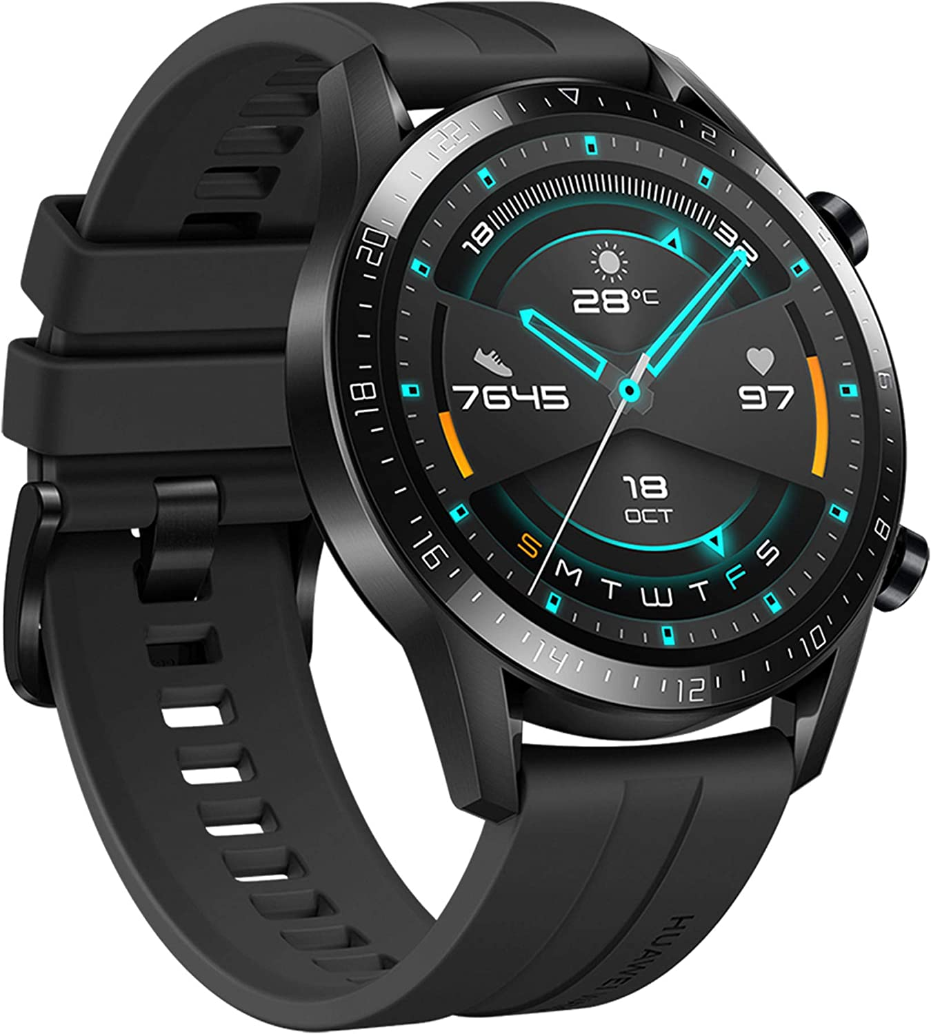 Smartwatch HUAWEI GT 2 46mm Relógio Inteligente Bluetooth GPS Modos de Esporte Inteligente Monitor de Frequência Cardíaca de SpO2 e de Sono Bateria de Longa Duração – Preto