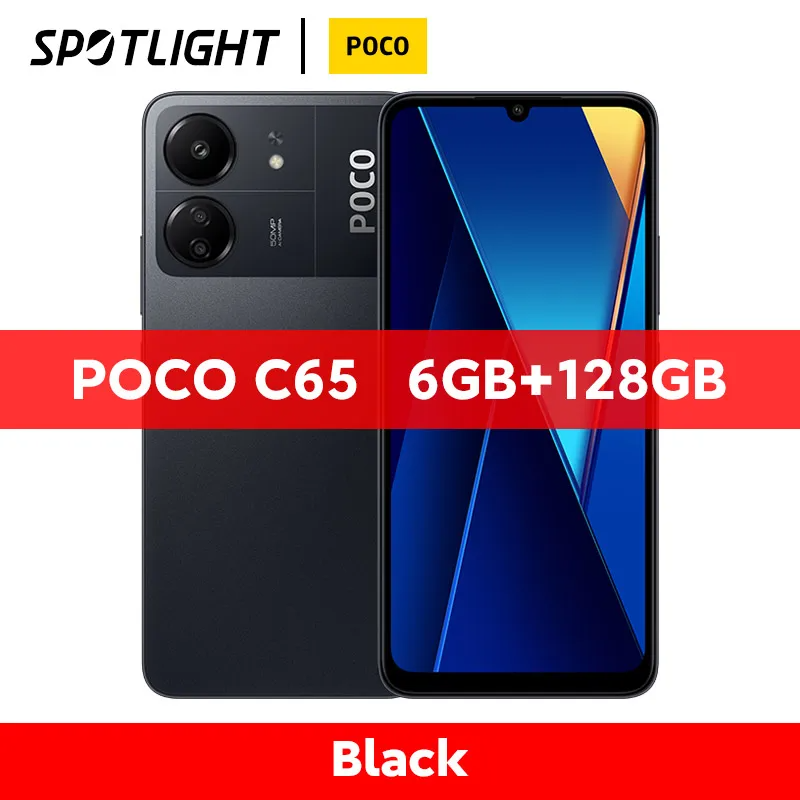 Smartphone Poco C65 Versão Global 6GB RAM 128GB ROM Helio G85 Tela 90Hz Câmera 50MP NFC Bateria 5000mAh Android