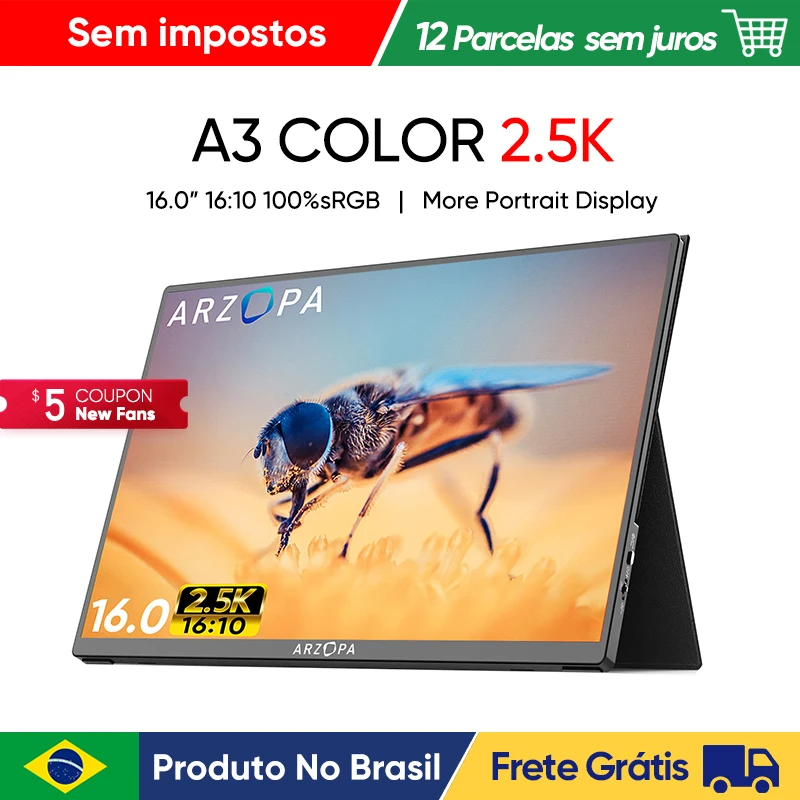 Monitor Portátil ARZOPA A3 Color 16″ 2.5K 16:10 100% sRGB