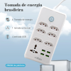 Extensão de Energia Multitap para Casa, 6 Canais, 4Portas USB, Cabo de Alimentação, 110V, 220V, 2m, Universal