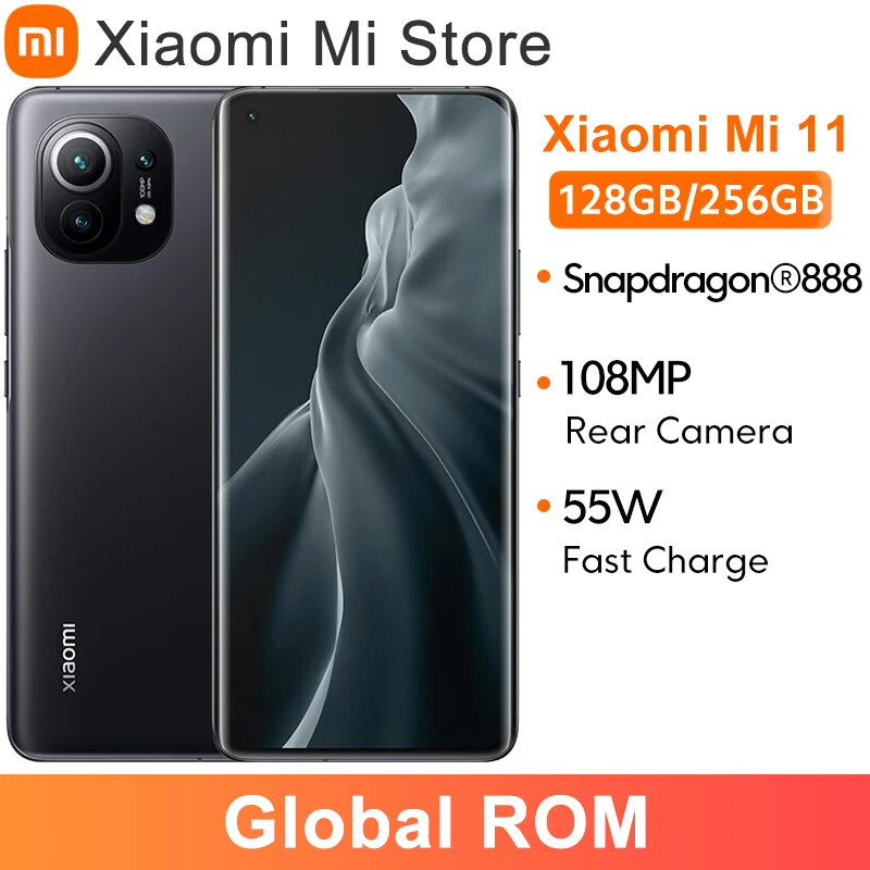 Smartphone Xiaomi Mi 11 Global Rom Snapdragon 888 Câmera 108MP Carregamento Rápido 55W Tela AMOLED 120Hz Android