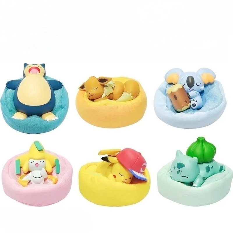 Boneco Pokémon Dormindo – JIRACHI, SNORLAX, BULBASAUR, EEVEE, PIKACHU, KOMALA (5 a 8cm cada)
