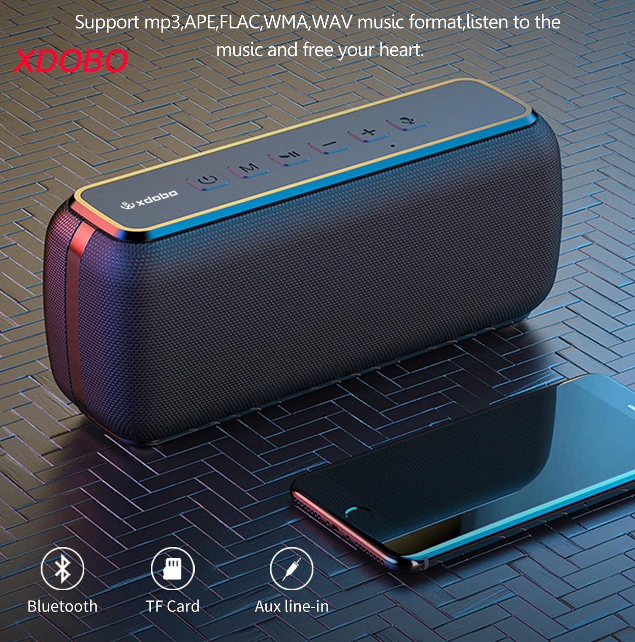 Caixa de Som XDOBO X8 60W Bluetooth Impermeável Bateria 6600mAh TWS TF AUX