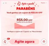 Agite o seu Smartphone e Ganhe Cupons de R$ 5,00 em compras acima de R$ 5,10 no Aliexpress