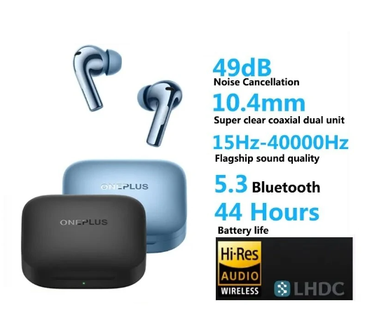 Fone de Ouvido OnePlus Buds 3 TWS LHDC 49dB Cancelamento de Ruido Ativo Bateria 44 Horas Bluetooth