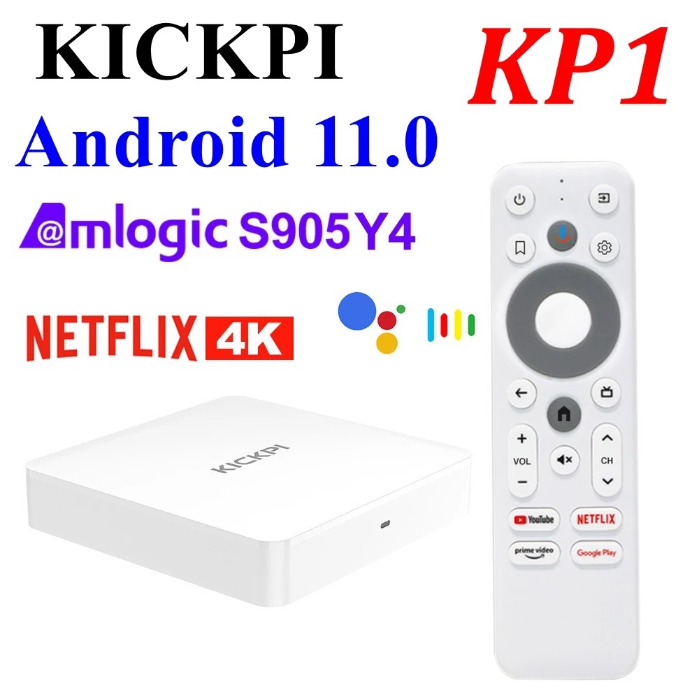 TV Box 4K KP1 Amlogic S905Y4 2GB RAM 32GB ROM Wi-Fi Bluetooth AV1 Certificação Google & Netflix Android