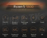 Processador Ryzen 5 5600 CPU para Jogos Soquete AM4