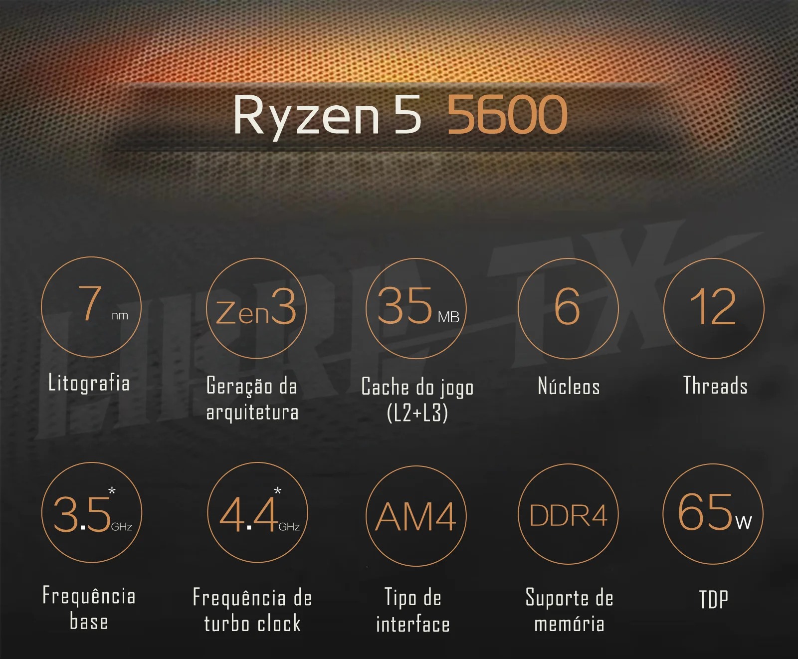 Processador Ryzen 5 5600 CPU para Jogos Soquete AM4